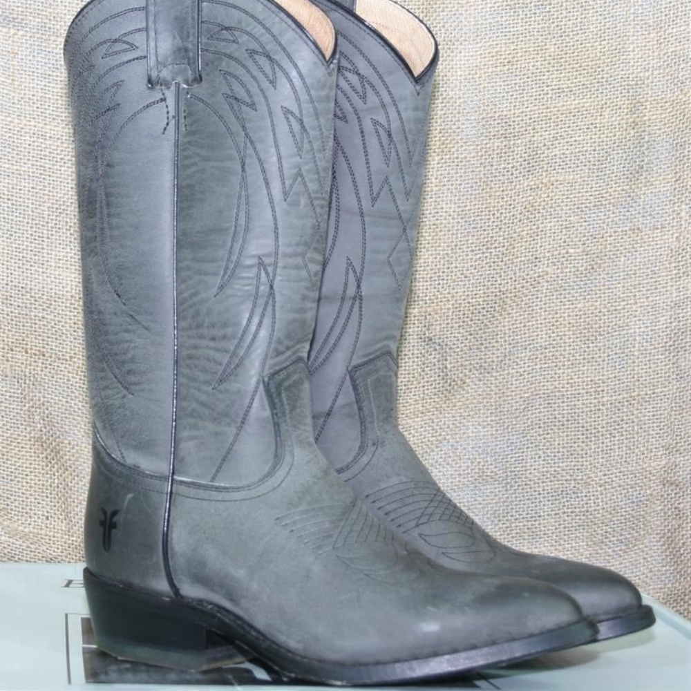 Frye Billy Pullon Grey Cowboy Boot Size 6M